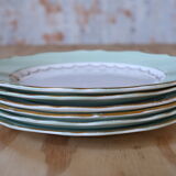 6 assiettes anciennes St-Amand l'Amandinoise, rebord vert amande