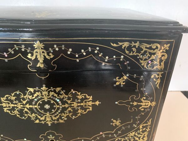 Cave a liqueur complète Napoléon III Marqueterie boulle Coffret ancien