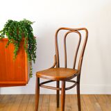 Set of 3 bistro chairs in wood and canework signed J. Kohn, Made in Austria, 20th century