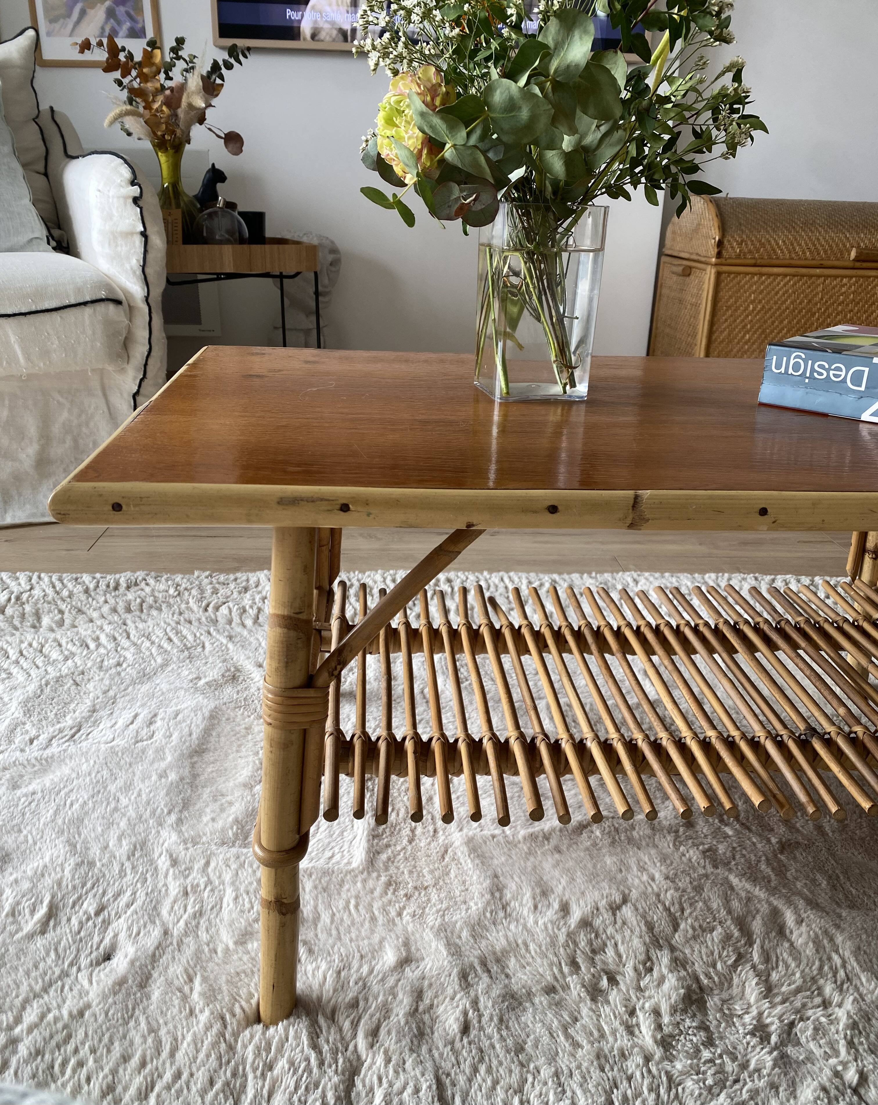 Vintage rattan coffee table