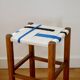Wooden stool. Vintage stool. woven stool