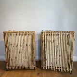 Pair of bamboo and canvas lamps year 70-80