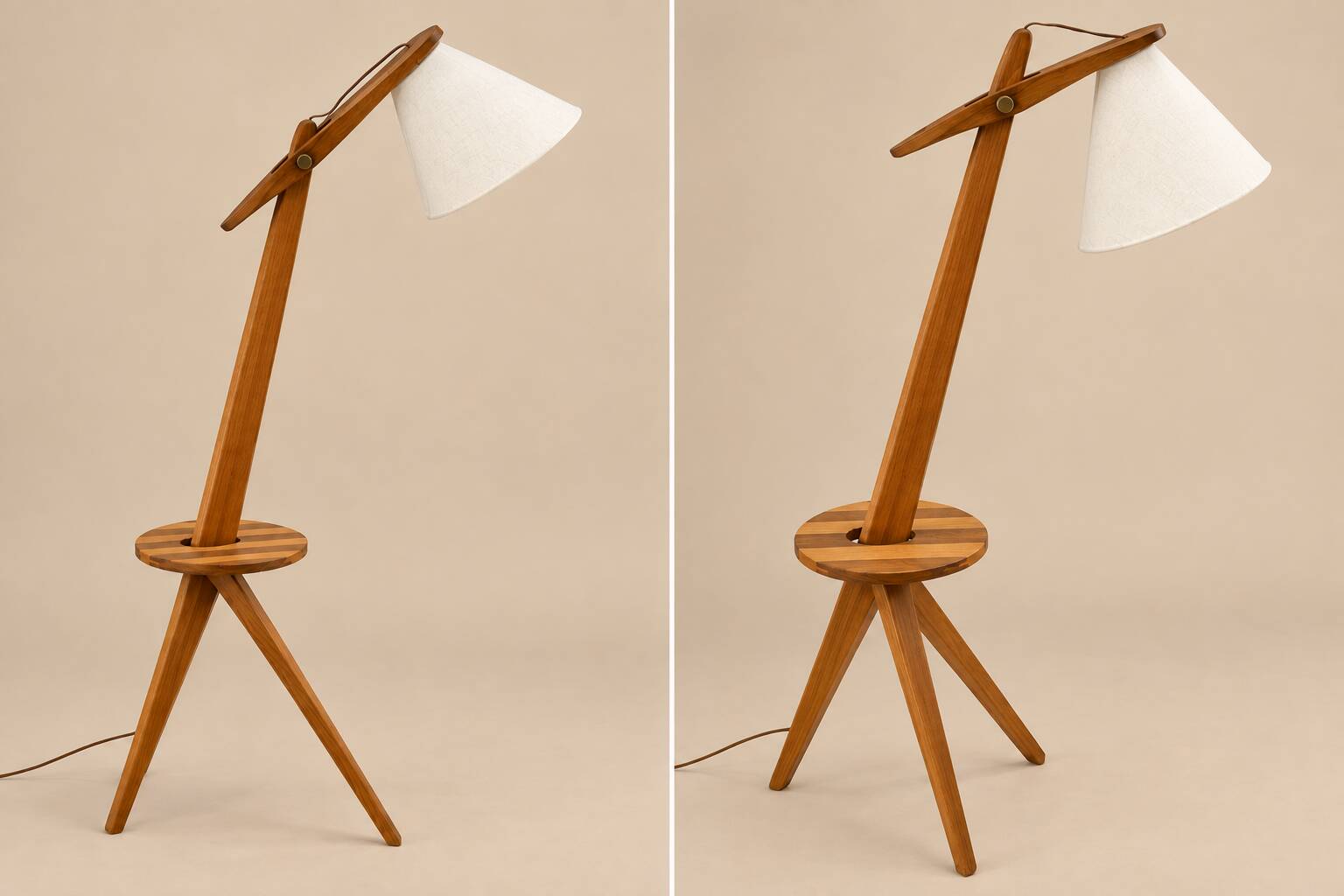 Tripod floor lamp in solid wood - Sweden - 1950