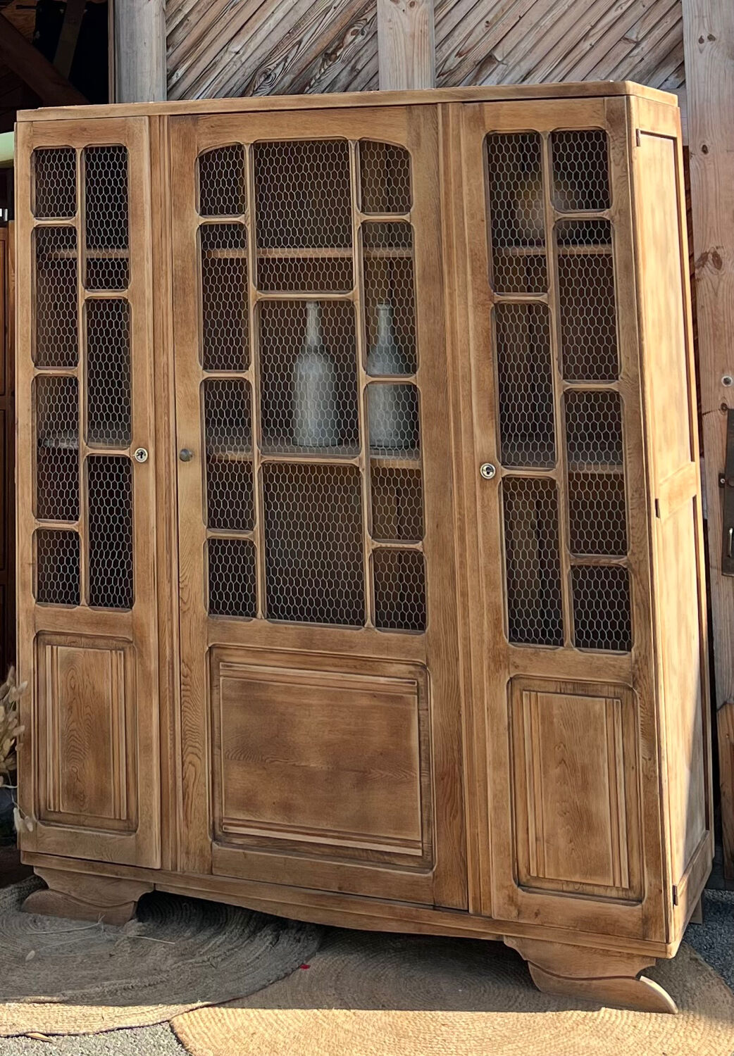 Antique solid oak wardrobe: dresser / bookshelf