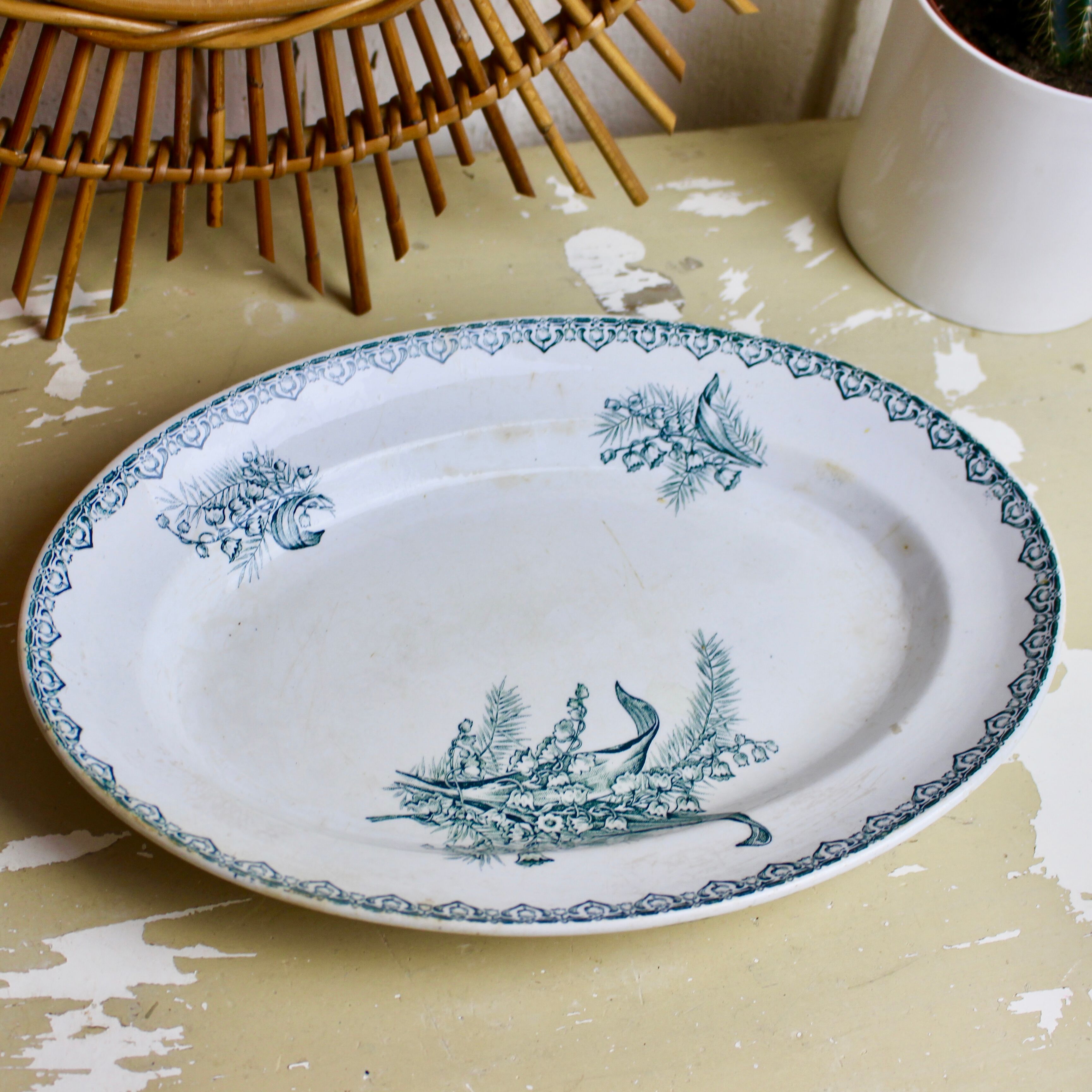 Flat ceramic patterns of thrush St Amand Dinoise