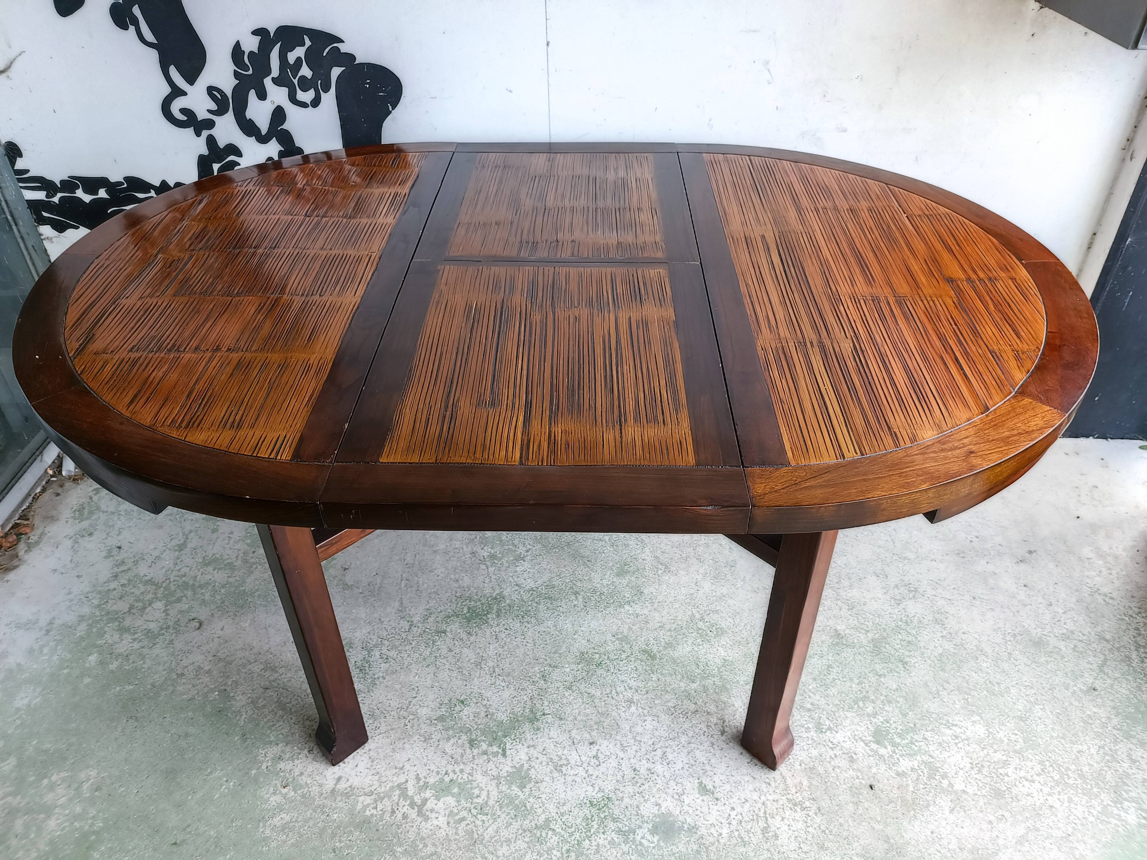 Round table + 4 chairs solid wood elm and bamboo set mag room furniture