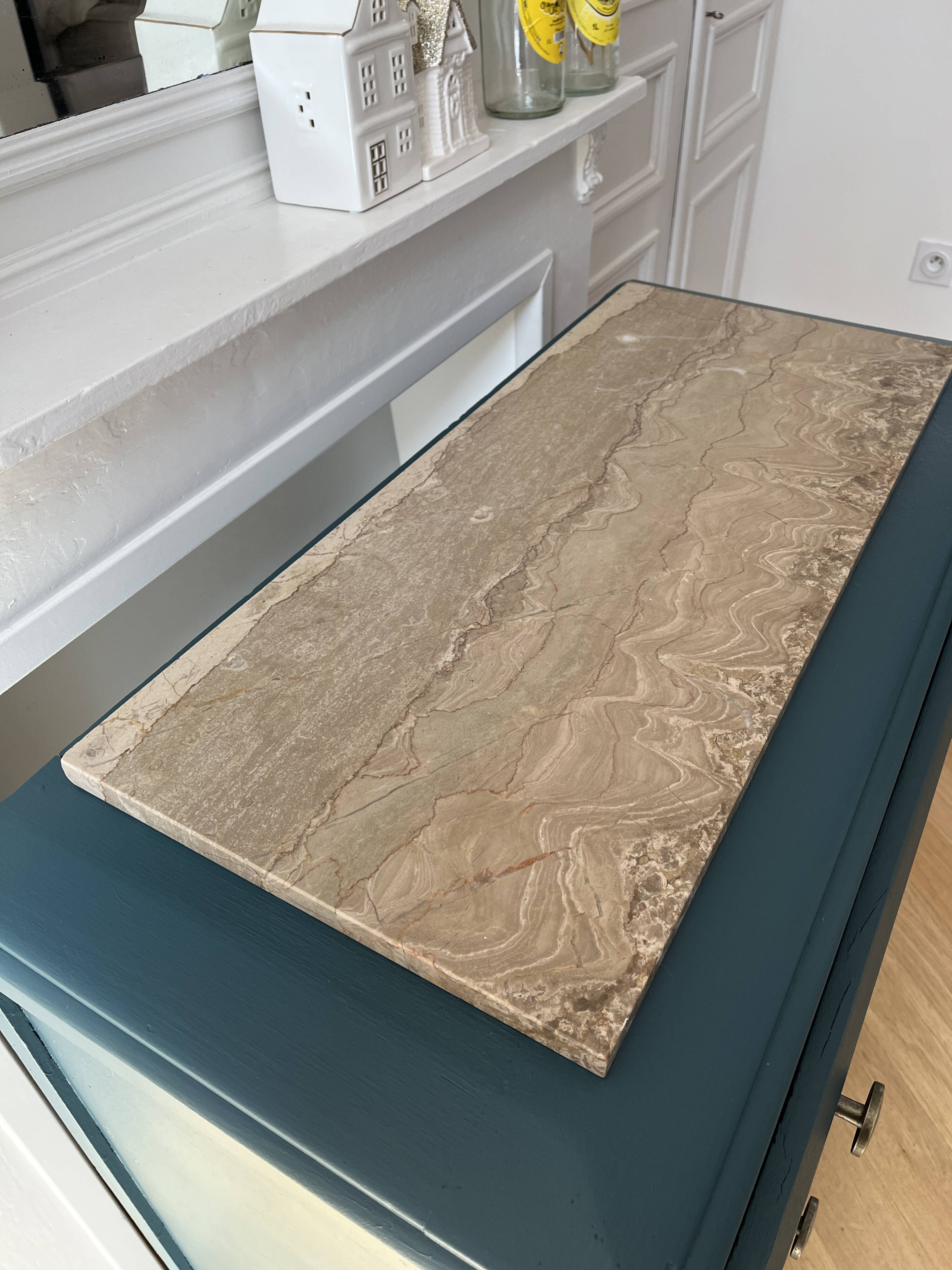 Vintage chest of drawers - 1950s - marble - midnight blue