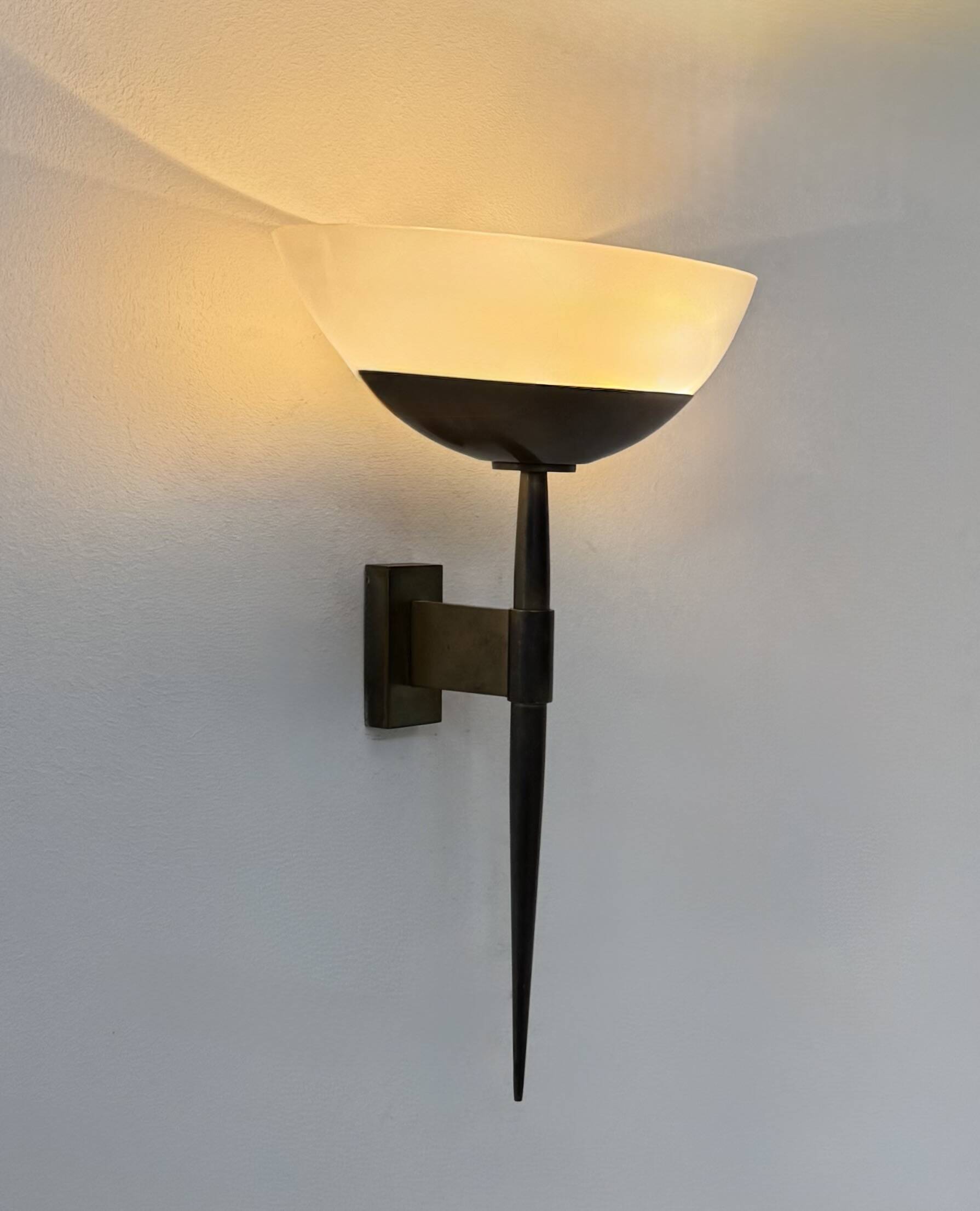Vintage Art Deco wall light, brass and perspex, France, 1930.