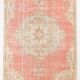 Tapis persan ancien noué main rouge corail, médaillon central floral