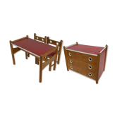 Vintage Italian Design chambre d’enfants ensemble chaises table et commode années 60
