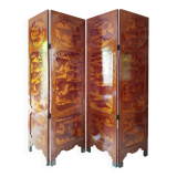 Japanese four-leaf screen in red lacquer