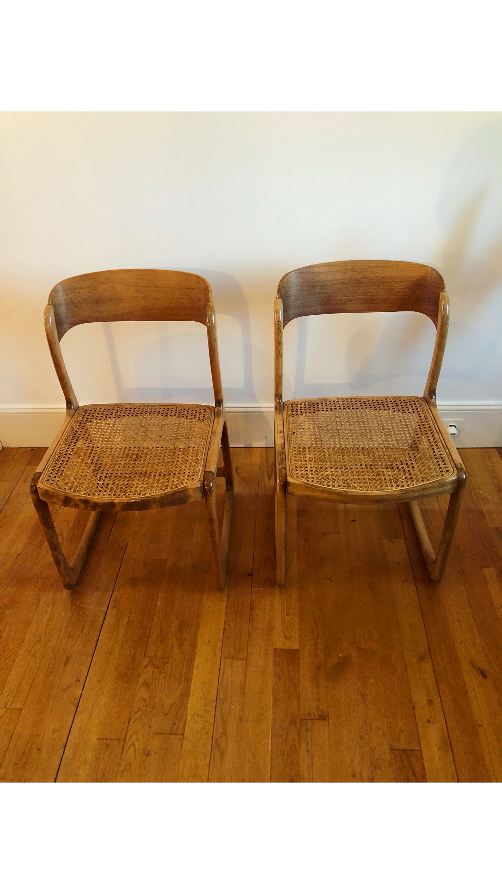 Pair of cannes chairs Baumann sleigh