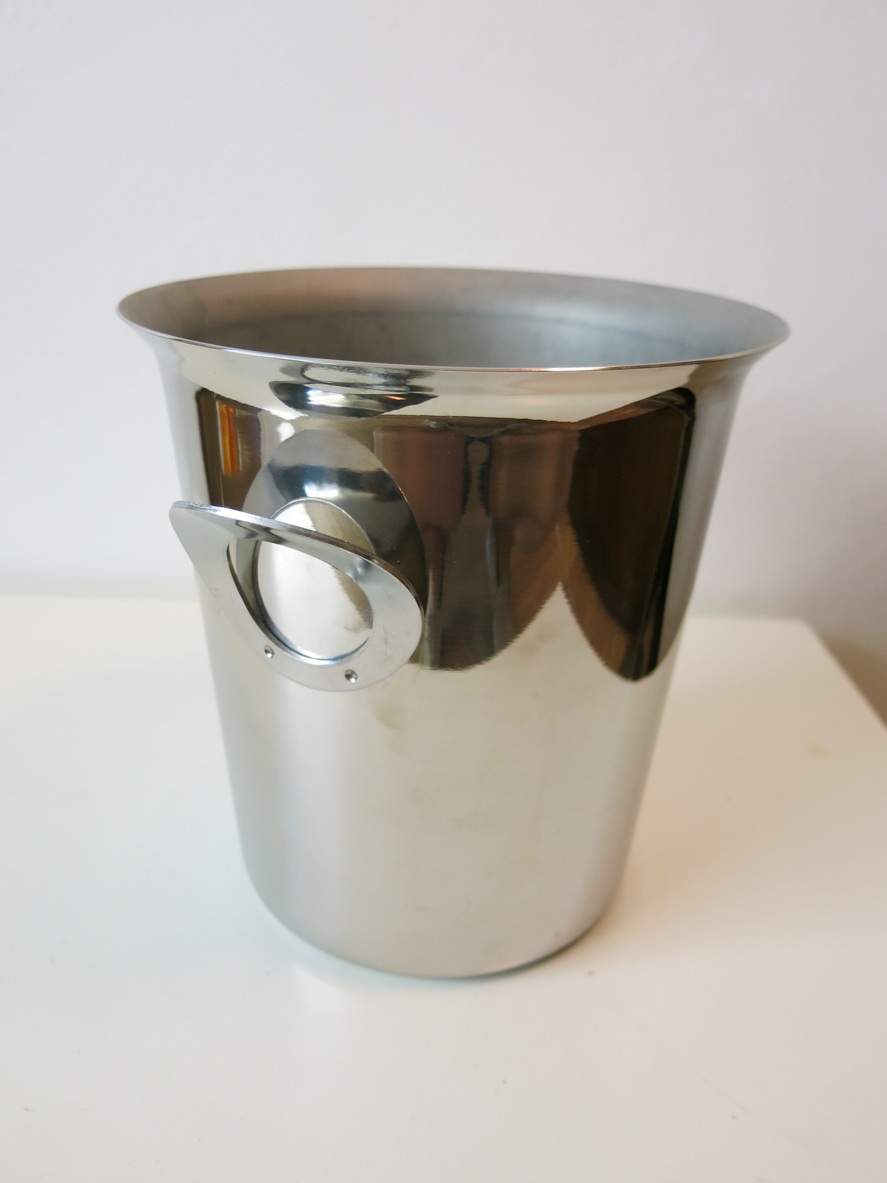 Stainless steel ice bucket by Jean Couzon
