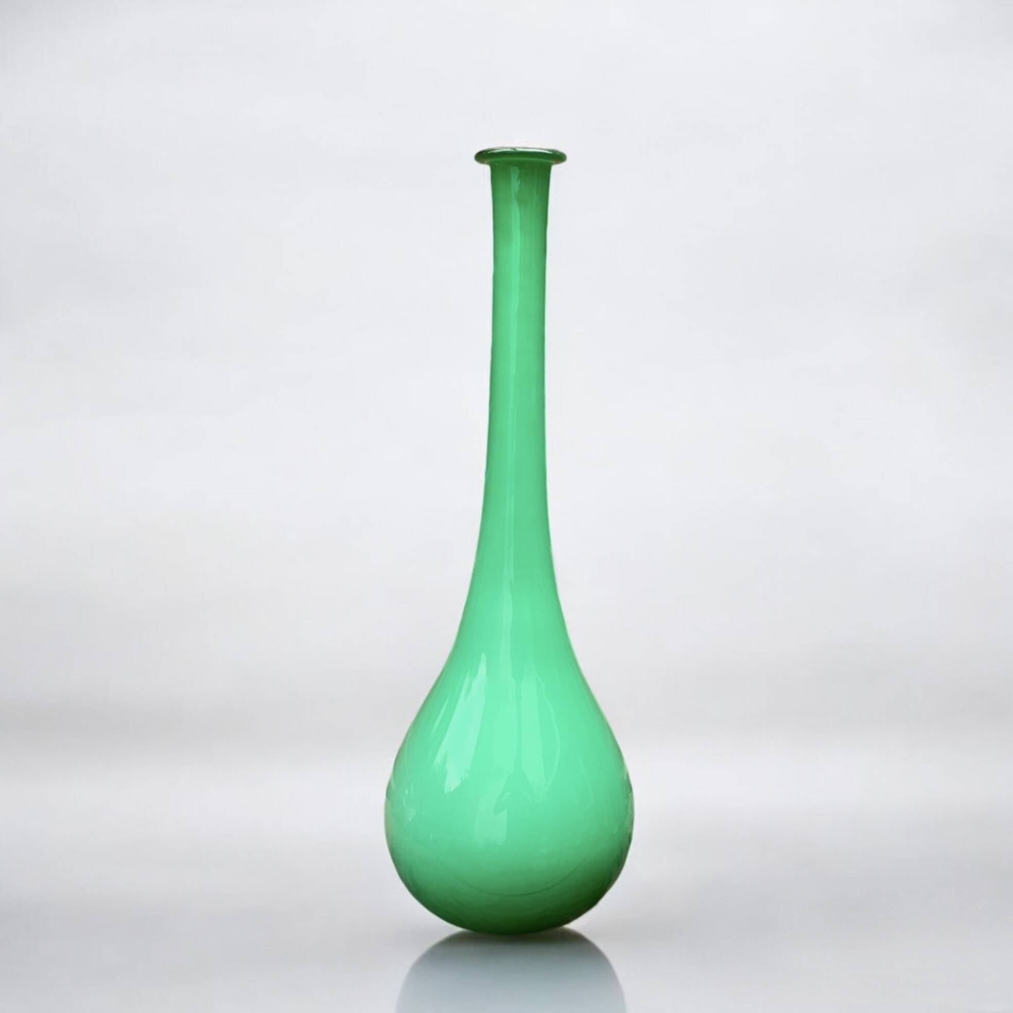 Vintage green blown glass soliflore vase - 51 cm