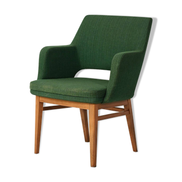 Fauteuil Oslosund de Kinnarps en tissu vert et teck, années 1950