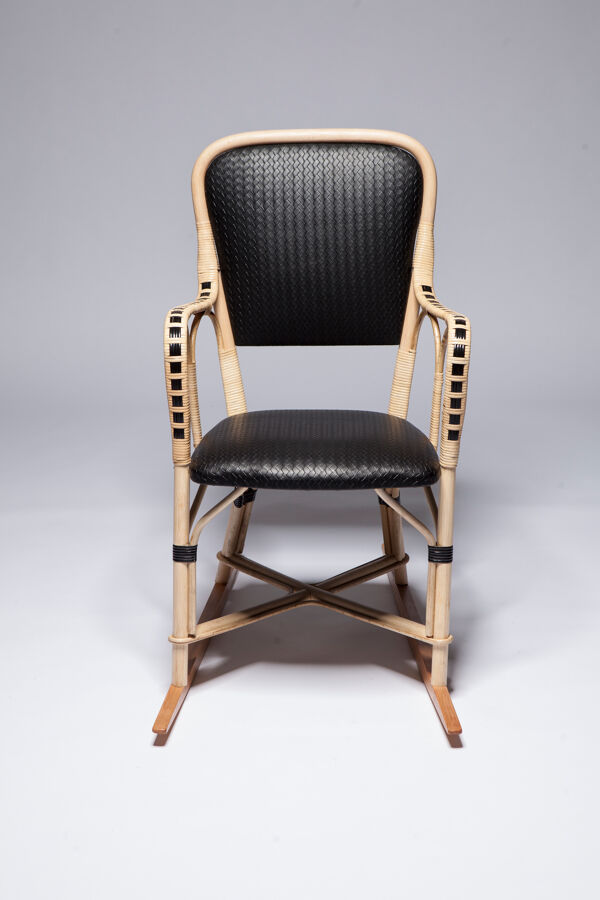 fauteuil Rotin Et cuir