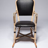 Fauteuil rotin et cuir
