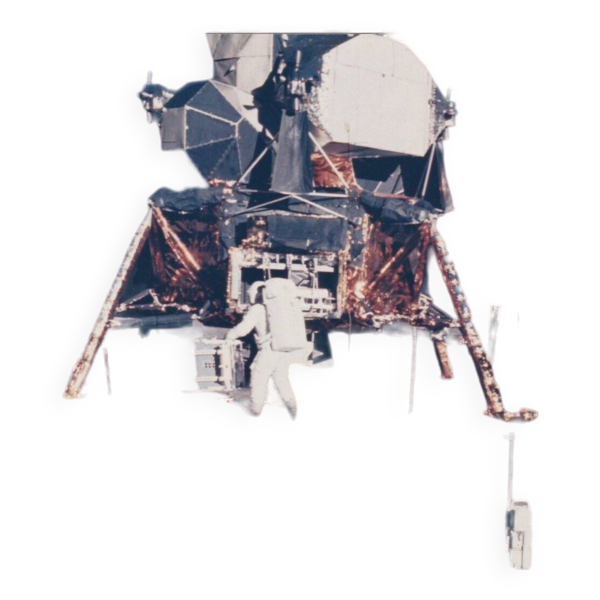 Superbe photographie historique  chromogénique de 1969 1er pas sur la lune.