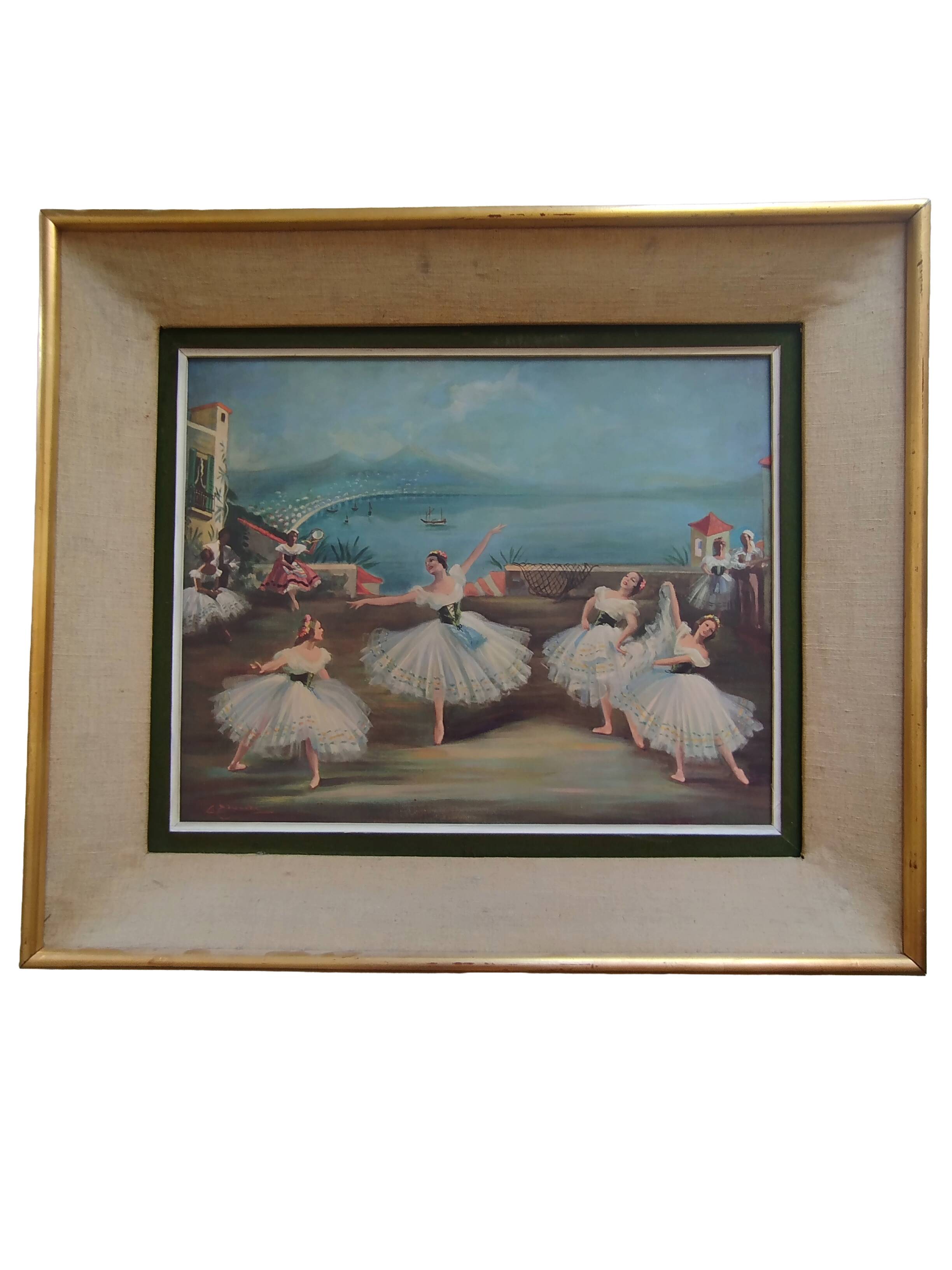 Vintage ballerina painting after Carlotta Edwards reproduction