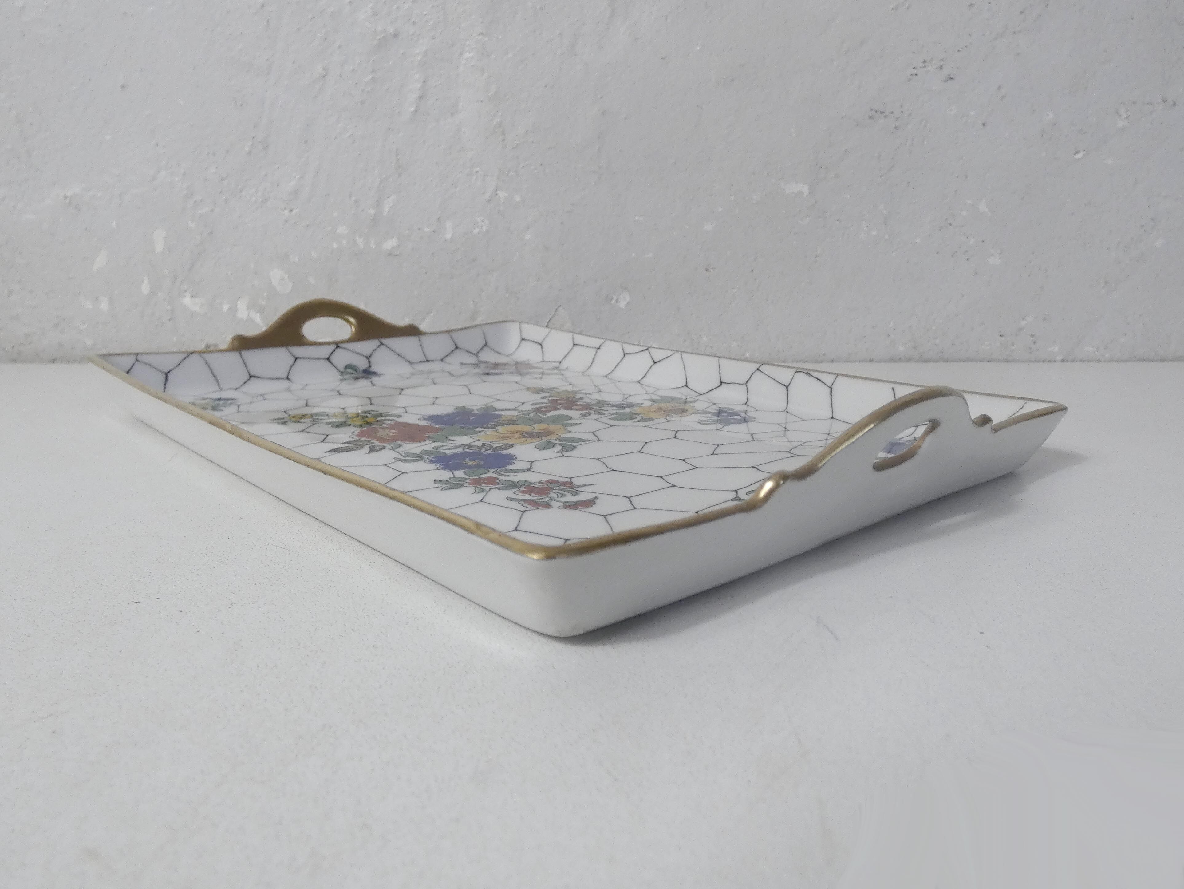 Art nouveau tray in Limoges porcelain