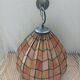 Antique stained glass and bronze pendant light