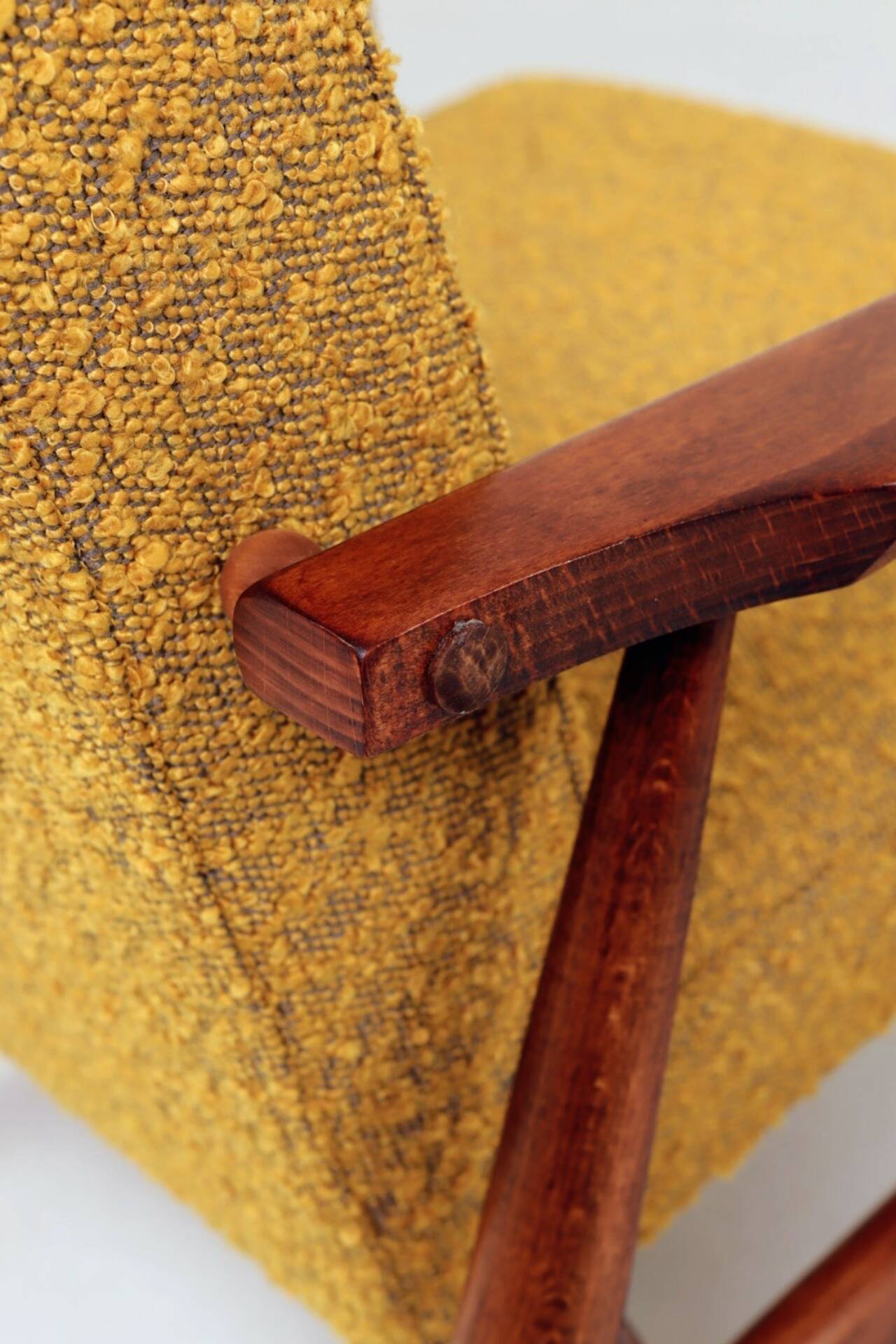 Pair of vintage boucle mustard armchairs H.Lis