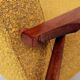 Pair of vintage boucle mustard armchairs H.Lis