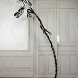 Brutalist sculptural wrought iron Dragon floor lamp, France