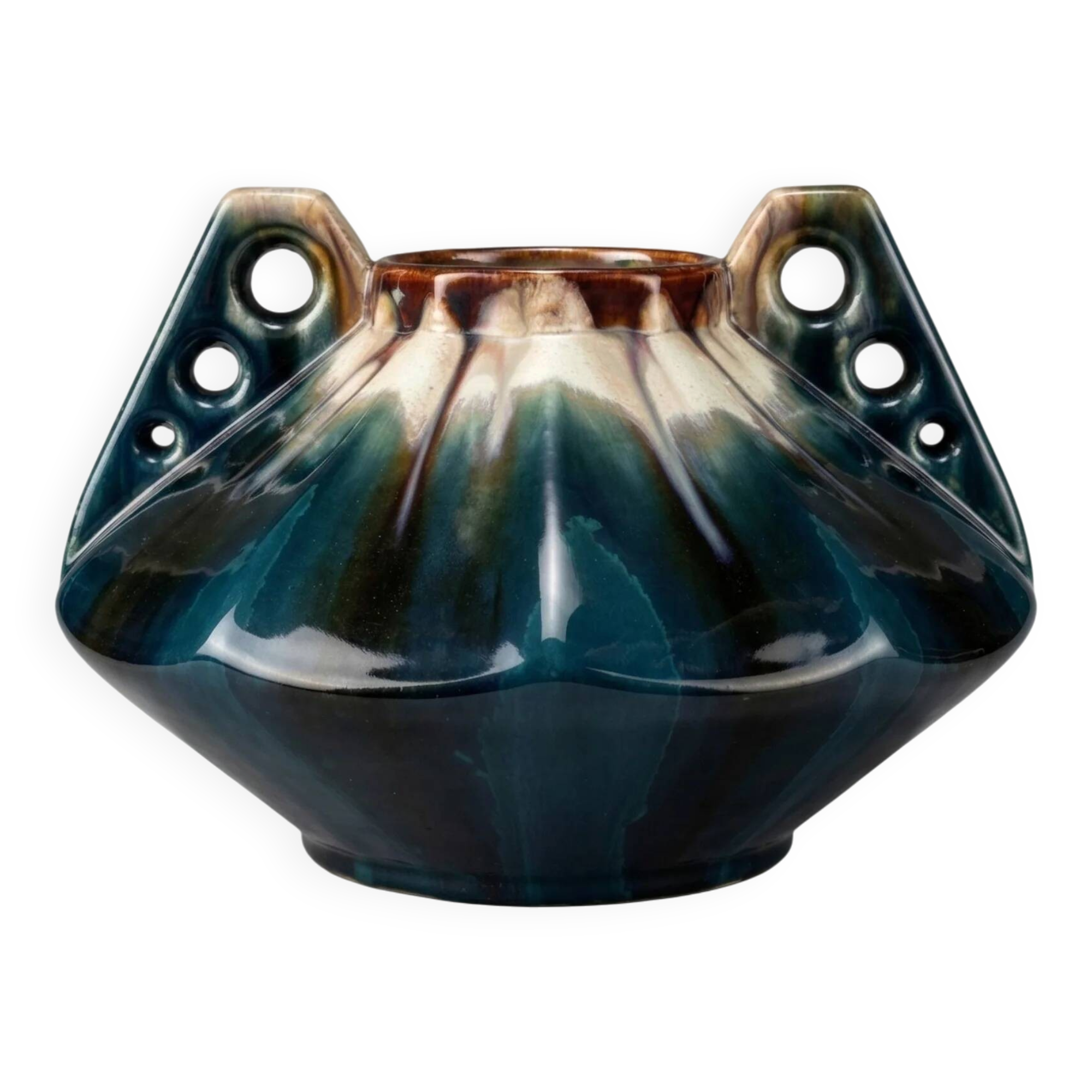 Art Deco vase in glazed ceramic attributed to Thulin, Belgium, 1930s.