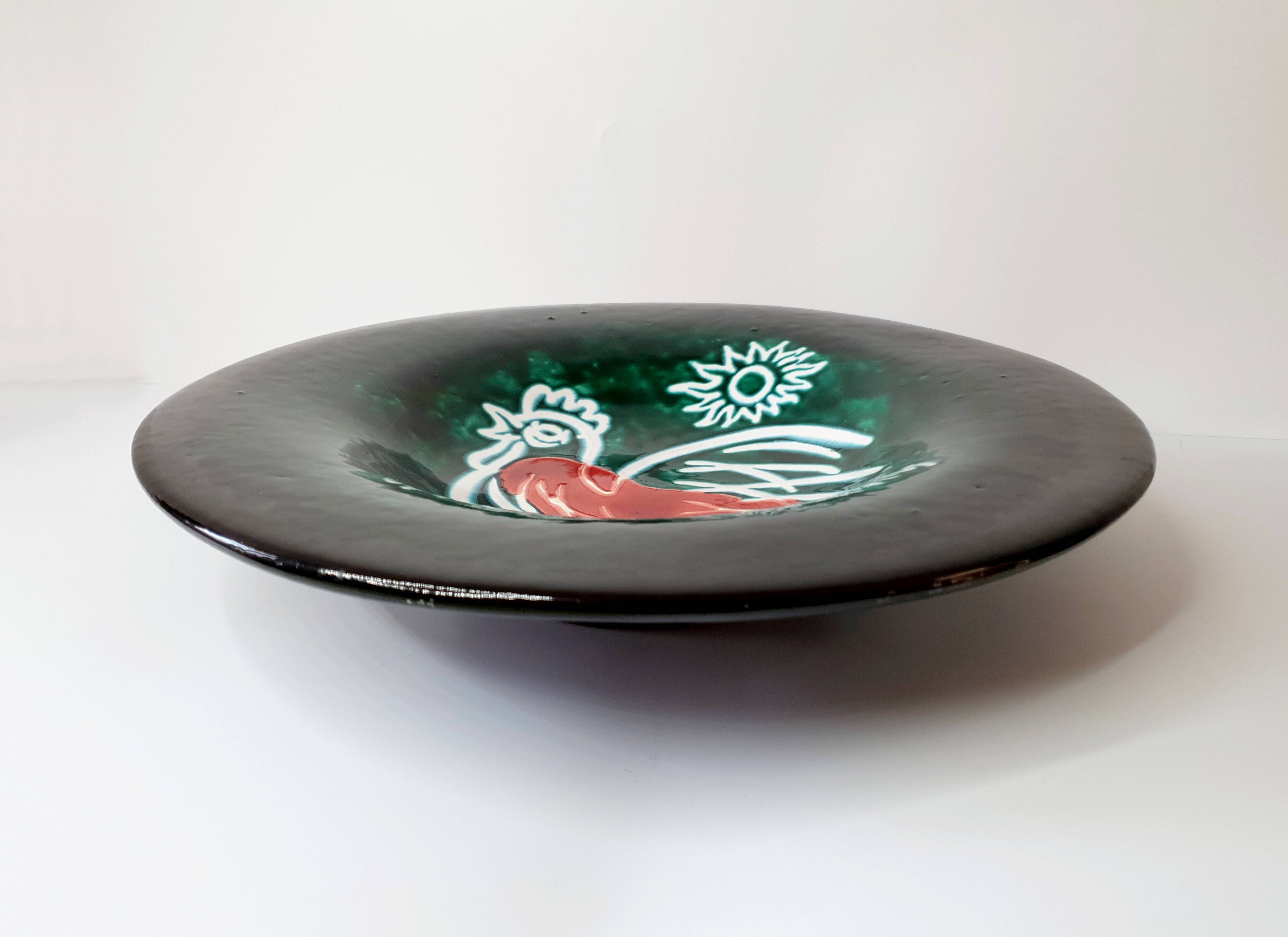 Decorative dish in enamelled ceramics - 1950s