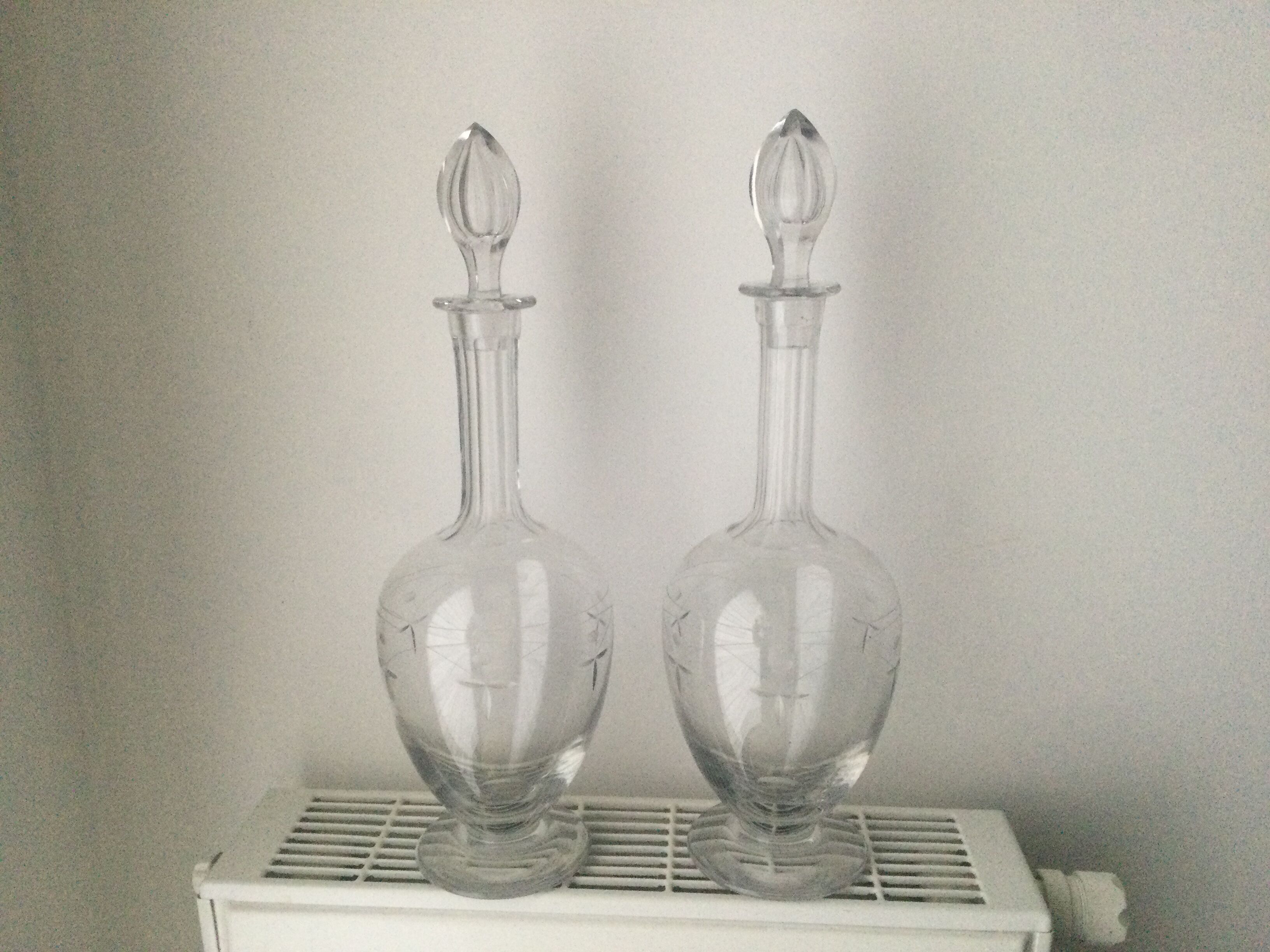 Pair of vintage crystal decanters
