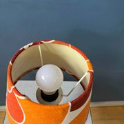Lampe de table vintage Space Age avec abat-jour textile orange