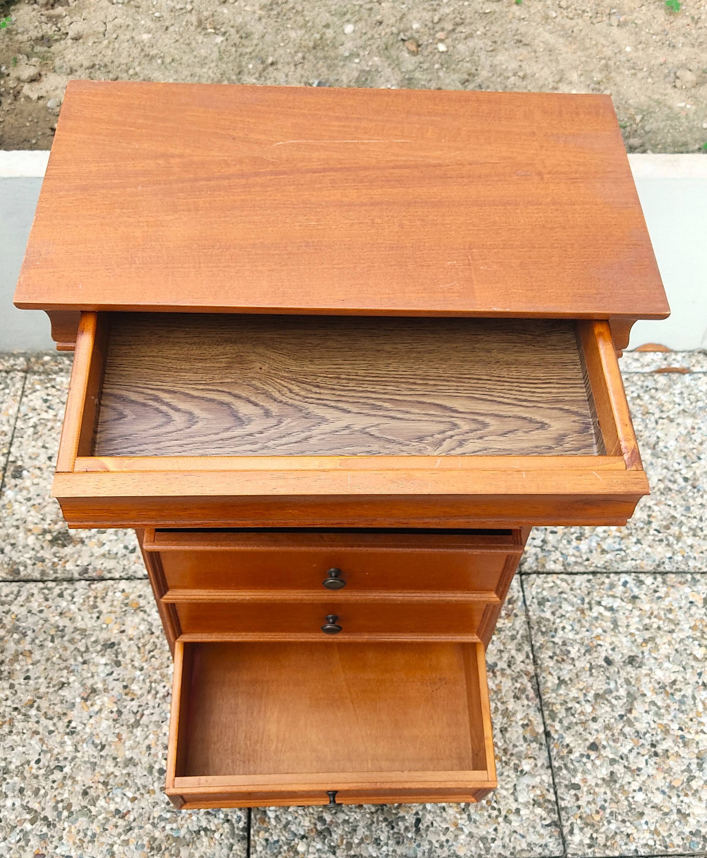 Weekly organizer in solid cherry, 7 drawers, classic Louis Philippe style