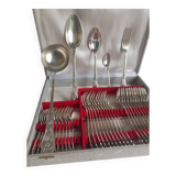 Art Nouveau cutlery set by Armand Frénais, late 19th century, silver-plated metal.