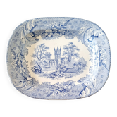 Oval dish or serving platter, English earthenware, "Devon" decoration from Stafford.