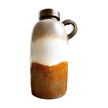 Vase W. Germany en céramique émaillée marron et beige