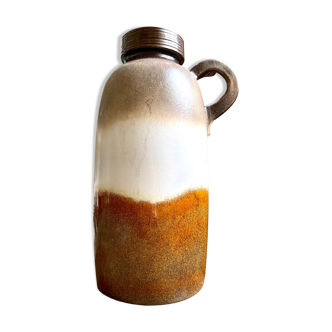 Vase W. Germany en céramique émaillée marron et beige