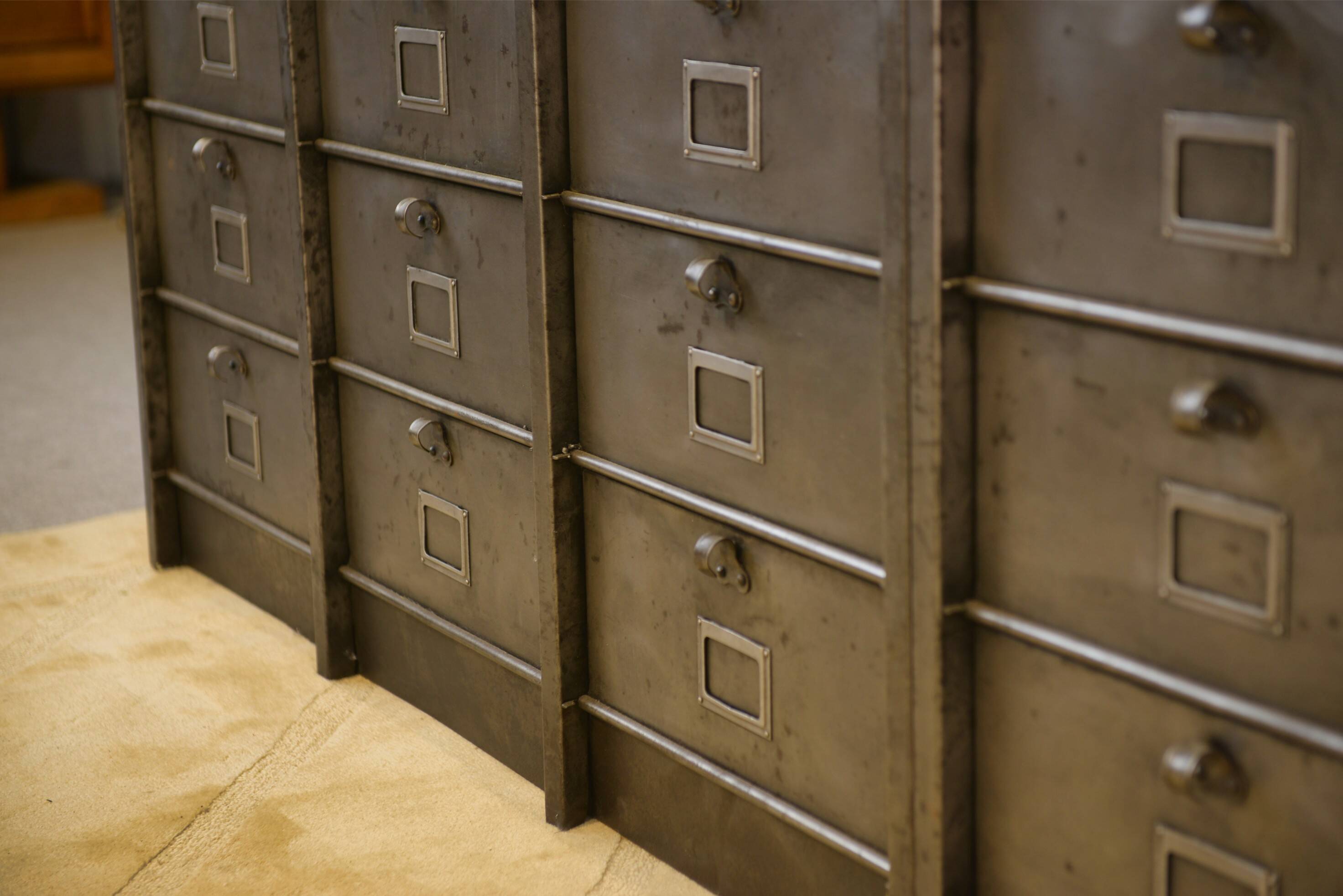 Strafor cabinet with flaps, 6 columns, oak top, 1950s.
