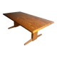 Brutalist Honey-Brown Pine Trestle Dining Table,  1970s France