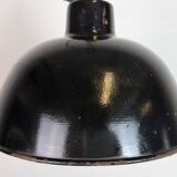 East German Black Enamel Factory Light by LBD Veb Leuchtenbau Dresden, 1950