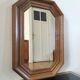 Vintage octagonal mirror in moulded oak – Belgium, circa 1970/1980