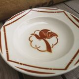 Set of 5 hollow plates signed Badonviller Collection Paradise bird décor