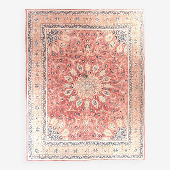 Tapis persan rouge pêche et bleu 10x12, 299x380Cm