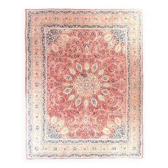 Tapis persan rouge pêche et bleu 10x12, 299x380Cm