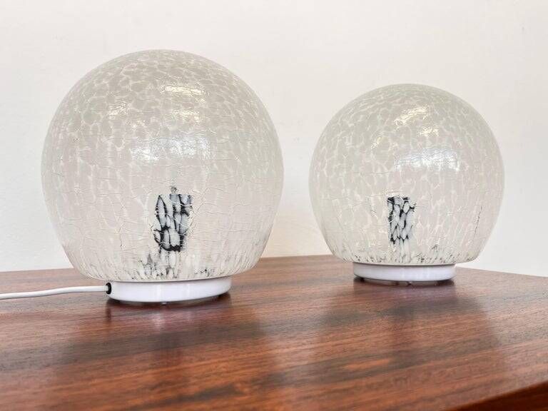 Pair of design mid century artglass Table Lamps, 1980s - Czechoslovakia