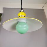 Large Industrial style yellow and green pull down hanging lamp
