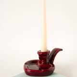 Ceramic candle holder with handle, Bordeaux