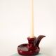 Ceramic candle holder with handle, Bordeaux