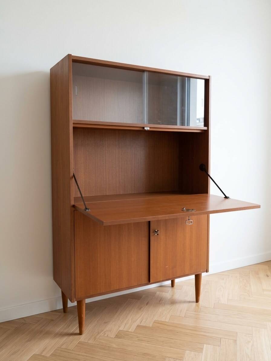Vintage 1950s wooden secretary desk