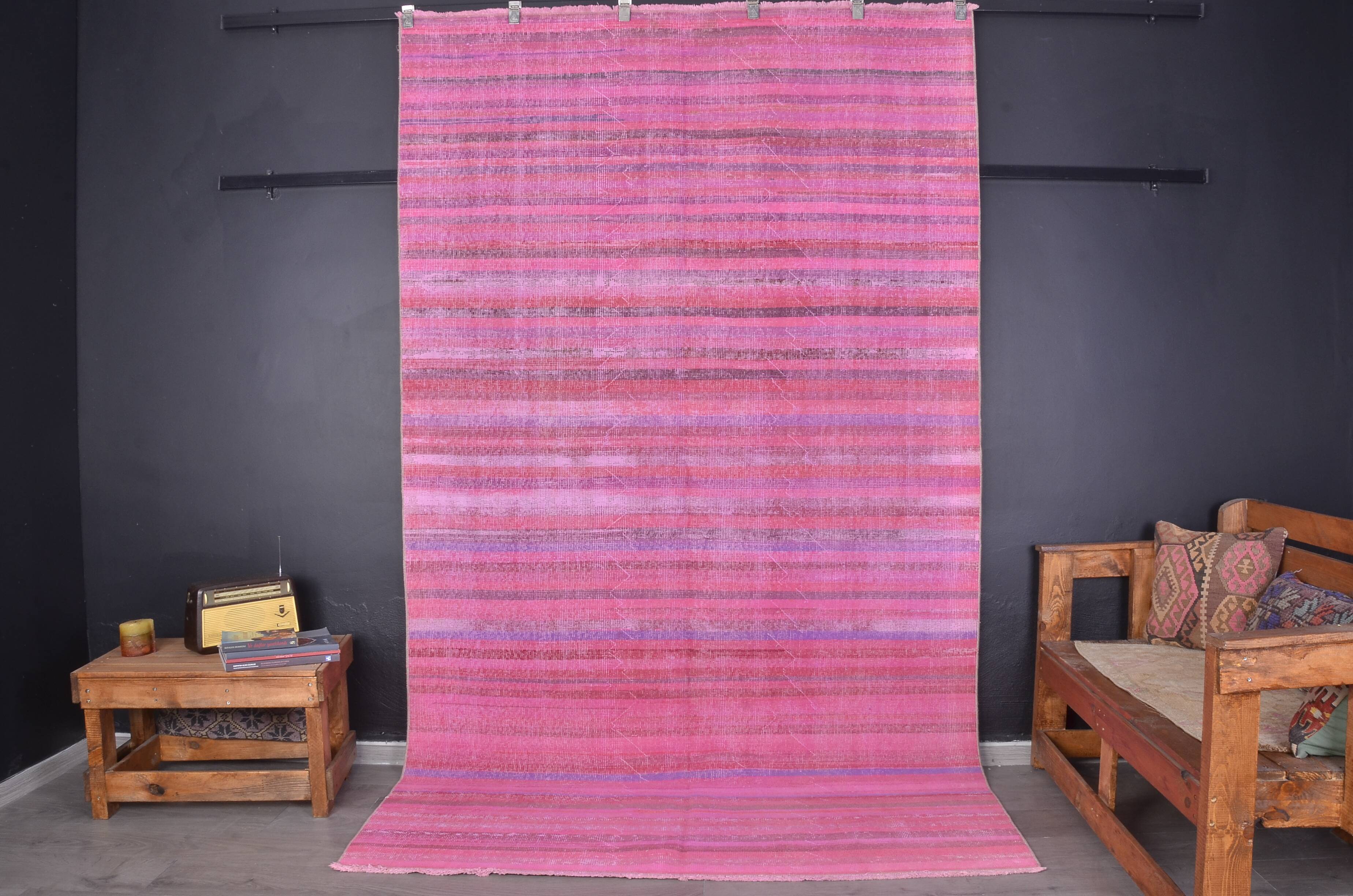 Stripe Neutral Vintage Wool Rug sku2351